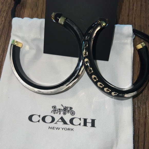 NWT COACH LARGE HOOP LUCIDE EARRINGS 3IN - Picture 1 of 6